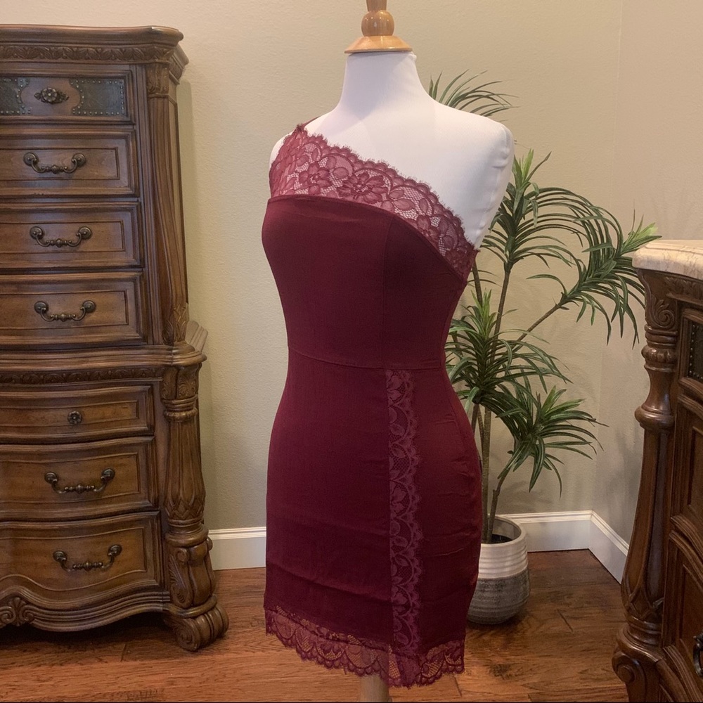 NWT Free People Premonitions Bodycon Dress XS Fitted Mini Tight X-Small Wine - Picture 7 of 14
